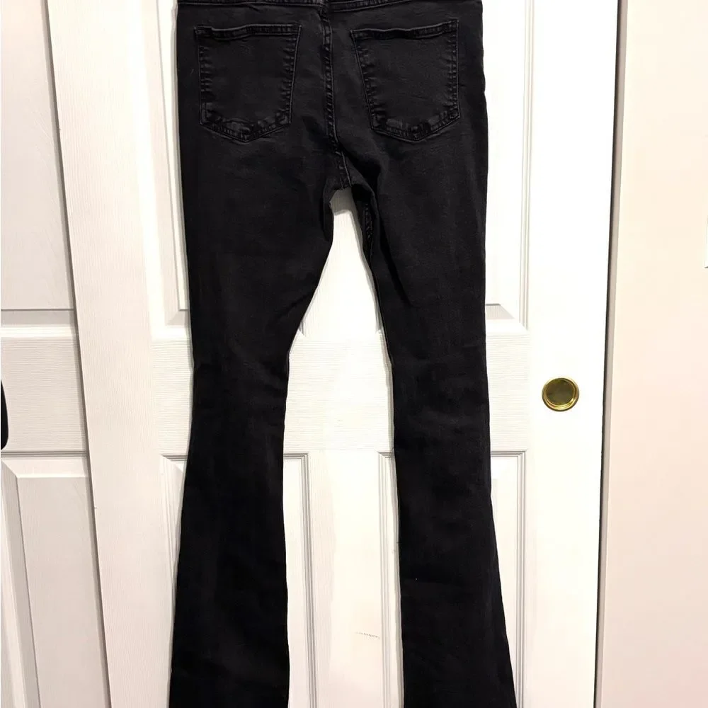 Boohoo MAN | Men’s Stacked Long Black Distressed Dark Wash Denim Jeans 31 x 36